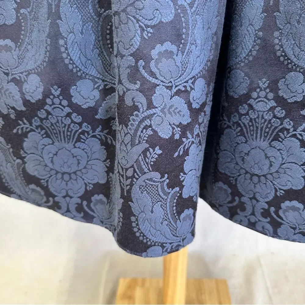 Gunne Sax vintage 80s navy brocade tea length‎ formal/party dress size 7/8 - Picture 9 of 16